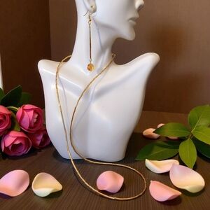 Tubular Glass Bead Necklace And Earring Set